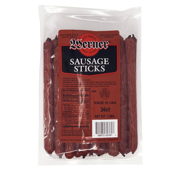 Werner Mini Sausage Sticks Pack of 36 – Bulk Meat Sticks 6” Sausage Sticks – Made in the USA