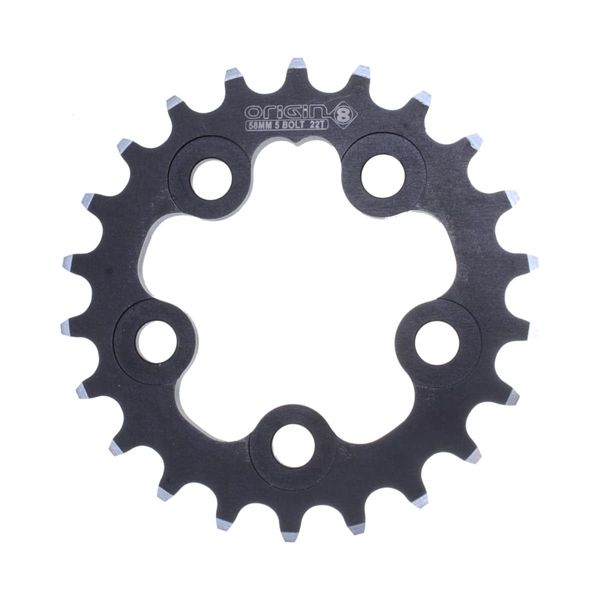 Origin8 Alloy Ramped Chainrings, 58mm x 22t, Black/Silver