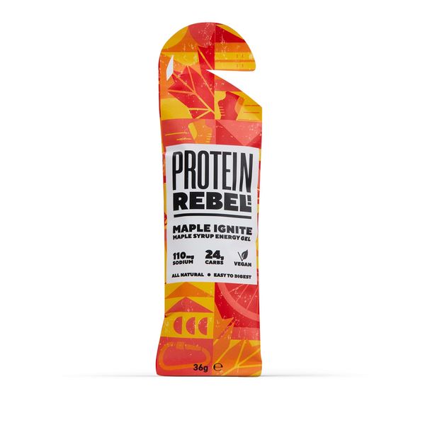 Protein Rebel Maple Ignite - Energy Gels for Runners, Cyclist Endurance, Electrolyte Gel & Hydration, 24g Carbs, Easy to Digest Carbohydrate Drink, 2 Natural Ingredients (1)