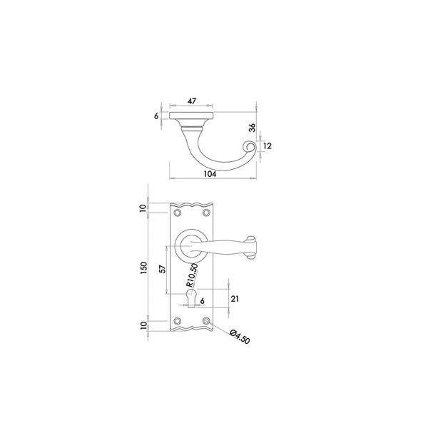 Kooples Hardware Antique Regal Suite Lever on Plate (Lockplate)