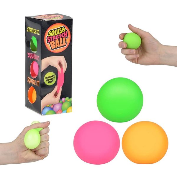 Multicolor Squish and Stretch Gummi Ball, Stress Ball Relief Toys for Hand Exercise Squeeze Therapy, Party Favor, 1.75" (Pack of 3)