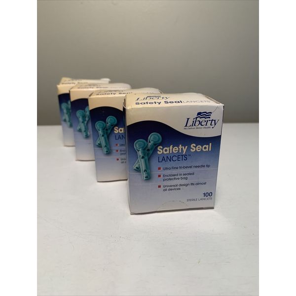 400 LANCETS- LOT OF 4 LIBERTY 28G - Safety Sealed - 4 Boxes of 100 (400 total)