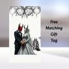 Sarah Elizabeth Collection/Devil's Wedding Day Card & Matching Gift Tag/Gothic theme, Devils, Alternative Wedding day Cards