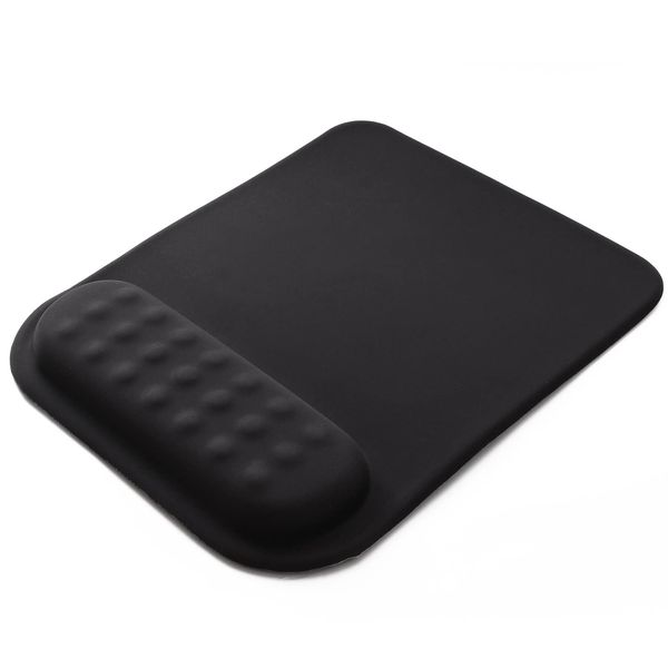 SCIOLTO Wrist Rest Integrated Mouse Pad for Desk Work Gaming Memory Foam Soft Material Simple Minimal(Black)