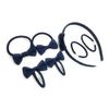 7 PIECE SCHOOL COLOURS Hair Bow Snap Clips SET ALICE BAND PONIOS PonyTail Holder Headband - Navy Blue