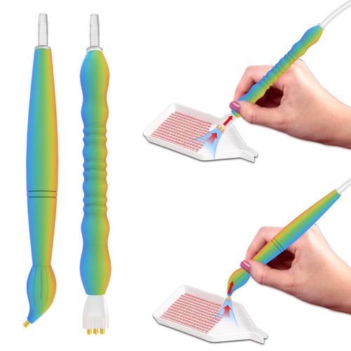 WJCJTJL Ergonomic Vacuum Diamond Painting Pen Replacement Pen – 2-Pack Vacuum Diamond Art Pens with Straight & Angled Tips, Lightweight & Comfortable Grip for Long Crafting Sessions (Multicolor)