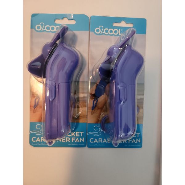 Lot of 2 O2 Cool Pocket Carabiner Battery Operated Personal Fan W/Batteries