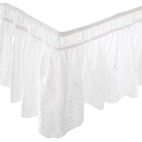 Eyelet Wraparound Bedding Collection - Twin/Full Bed Skirt, Color White
