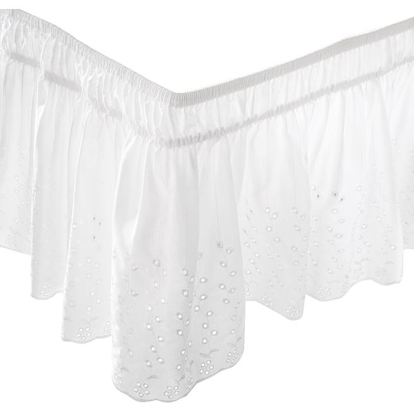 Eyelet Wraparound Bedding Collection - Twin/Full Bed Skirt, Color White