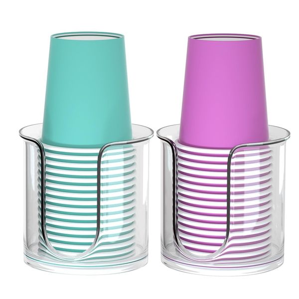 2 Pack Bathroom Cup Dispenser - Countertop 3 Oz Bathroom Cup Holder for Dixie an