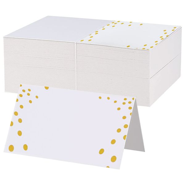 ZZLBZN Table Place Cards, 25Pcs Name Place Cards for Table, Blank Name Cards for Table Setting Wedding Christmas Halloween Party Reception Office Dinner Table Decorations(Gold Foil Polka Dots)