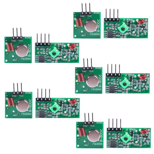 Hailege 5 Sets 433M Transmitter + Receiver Kit High Frequency Super Regenerative Transceiver Module for Burglar Alarm