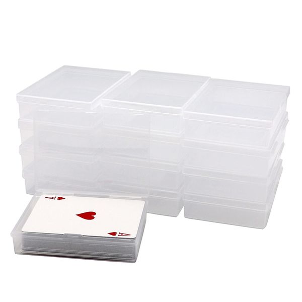 SOSOHOME 6 Pack Playing Card Deck Boxes Fits Baseball Trading Cards, Gaming Cards, Empty Plastic Storage Box, Snaps Closed