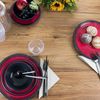 Melamine Crockery Set for 2 People 6 Pieces Red Black Camping Tableware Set