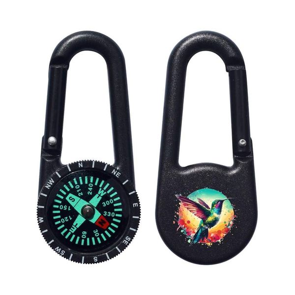 Azeeda 'Colourful Hummingbird' Compass Keyring (KC00032040)