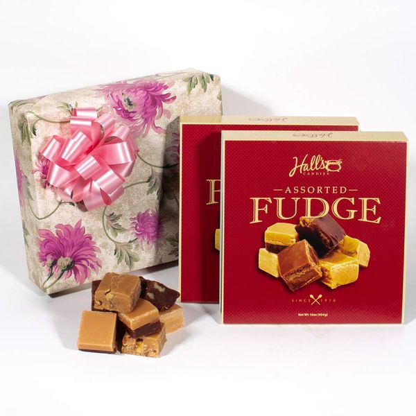 Pretty Pink Posies Fudge Gift Box, 2 Pounds Hall's Chocolate Fudge