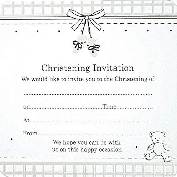 White Booties Christening Invitations