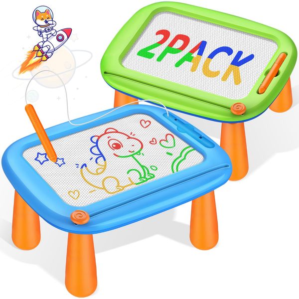 Officygnet 2 Pack Magnetic Drawing Board, Toddler Toys Ages 1-2 & 2-3 Boys Girls, Doodle Board Pad Learning and Educational Toys for 1 2 3 Year Old, Christmas Birthday Gifts for Baby Kids