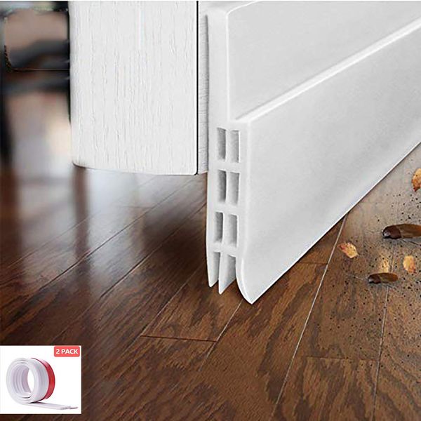 EVILTO Weather Stripping for Door Insulator Weatherproof Soundproofing Door Seal Strip Interior Under Door Sweep Noise Blocker (2 Pack, White)