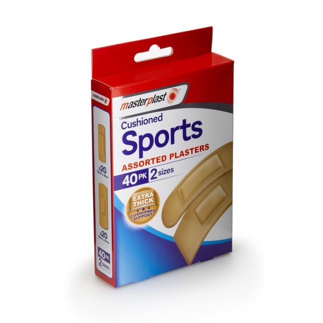 Masterplast Sports PLASTERS, Flexible, Durable Pack of 40, 2 Sizes