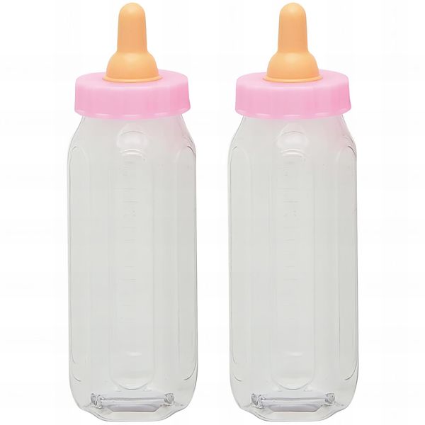 Fillable Pink Baby Bottles (12cm) 2 Pieces - Unique & Adorable Keepsakes, Perfect for Baby Showers, Gender Reveals, and Party Decorations