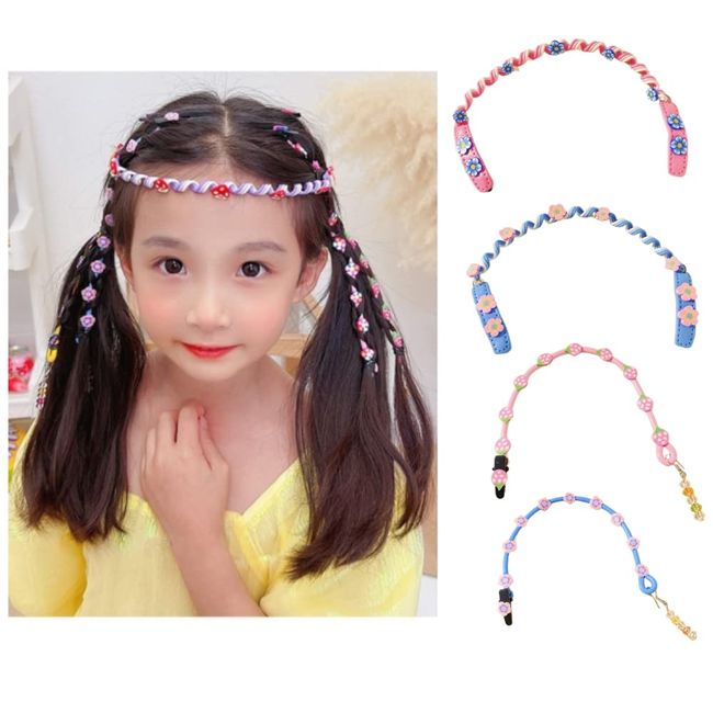 FEIFEI'S BOW 4PCS Hair Braider Braid String Hair Braiding Tool DIY Hair Styling Tools Hair Twister Hairstyle Tools Toy Set for Girls Children's New Accessories Hair Clips Party (Set 01)