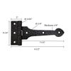 8" Decorative Spade Cast Iron Strap Hinge Gate Door Black Finish