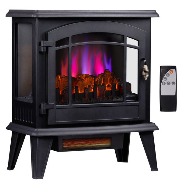 20 Inch Electric Fireplace Stove Freestanding Heater with Remote Control 1400W