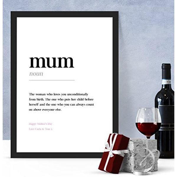 Forefrontdesigns Personalised Mum dictionary definition poster print, any wording, framed/unframed