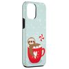 iPhone 15 Plus Cute Winter Sloth Hot Chocolate Coffee Mug Christmas Case