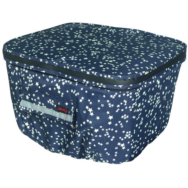 AETONYX 2-tier Front Basket Cover, Waterproof Fabric, Water Stopping Zipper, Front and Close Back, Large Capacity, Bicycle, Rain, Commuting, Front Basket Cover, Navy x Star, One Size