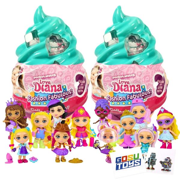 Love, Diana, Fashion Fabulous Series 2 Collectible 3.5 Inch Dolls with 2 Gosutoys Stickers - Adorable Mint Ice Cream Cones - Surprise Blind Pack- Kids Diana Show (2 Pack)