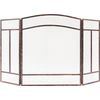Wrought Iron 3 Panel Fireplace Screen 48" x 29" Spark Guard Brushed Copper