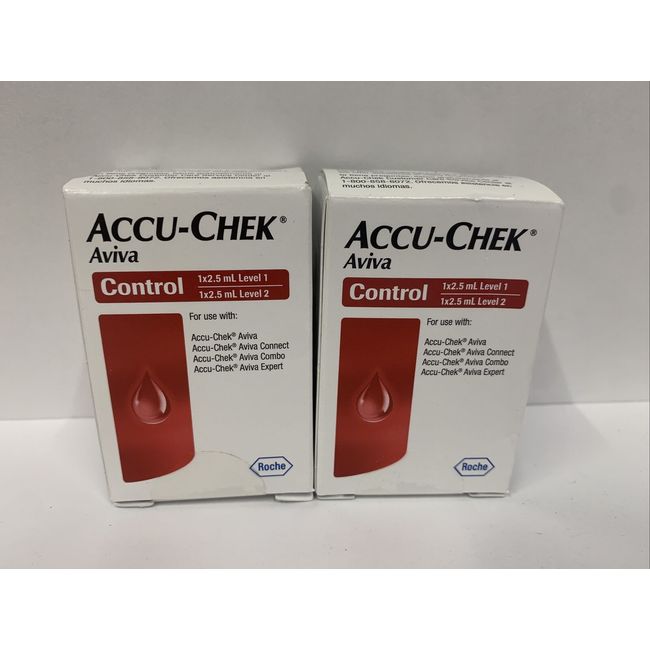 2-PACK Of Accu-Check - Aviva Glucose Control Solution Level 1 & 2 exp 11/2024