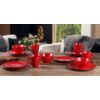 Elegant and Modern Stoneware Scroll Dinnerware Set for Parties - Red, 16 Piece