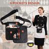 Merleu Quality Server Apron,Machine Washable Waitress Apron with Adjustable Belt,Durable Tool Pouch, with Multiple pockets for Restaurant,Bar,Hotel
