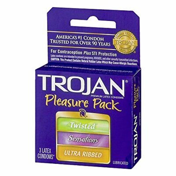 Trojan Pleasure Pack Lubricated Premium Latex Condom - 3 Ea