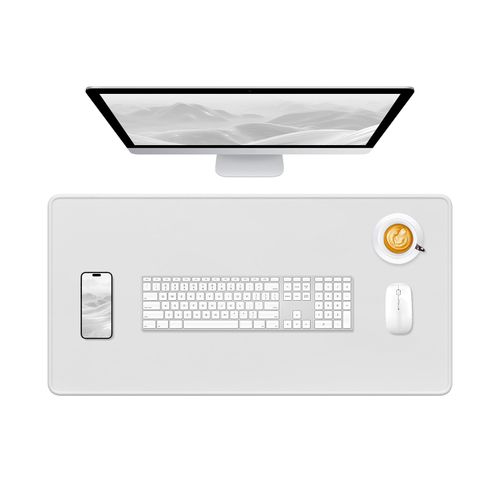 Hsurbtra Desk Pad, 32" x 16" Premium-Textured Desk Mat, Stitched Edge Anti-Slip Waterproof Rubber Mouse Pad, L Extended Computer Mat for Office Gaming Laptop Keyboard Space Gray