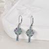YFN Celtic Cross Sterling Silver Triquetra Trinity Abalone Shell Dangle Drop Earrings