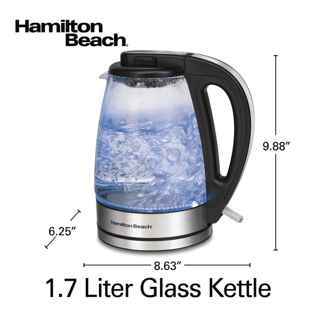 Hamilton Beach Electric Tea Kettle, Water Boiler & Heater, 1.7 Liter,  Cordless Serving, 1500 Watts for Fast Boiling, Auto-Shutoff and Boil-Dry