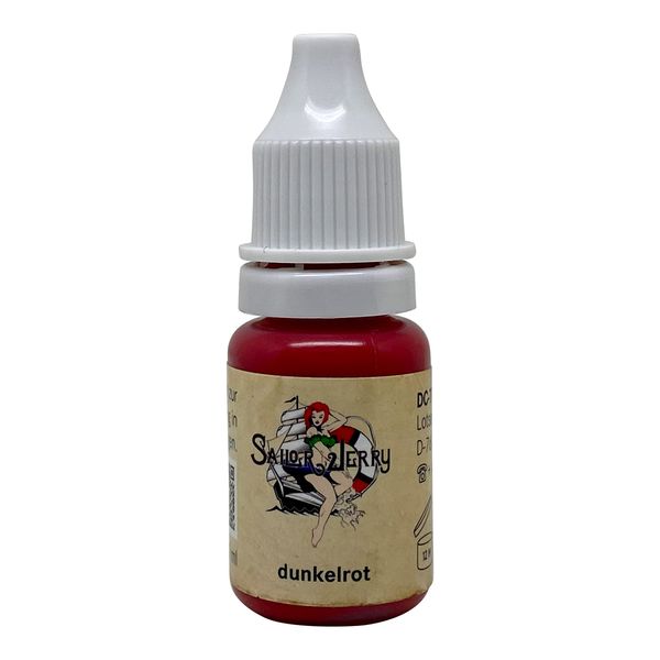 REACH-konforme Sailor Jerry Tattoofarbe Dunkelrot 10 ml. Made in GERMANY und mit Zertifikat, Tätowierfarbe, Tattoo Ink, Vertrieb durch HAN-SEN GmbH