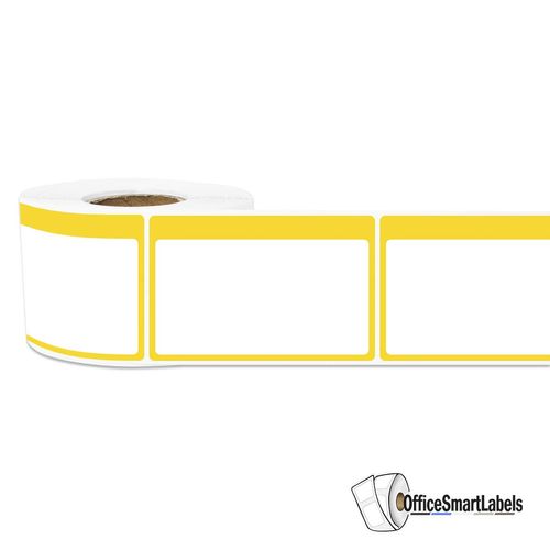Yellow Plain Name Tag - 3.5 x 2.25 Inch Writable Plain Tag Stickers Border Name Badge Labels - Fabric Friendly Adhesive Perforated Line School Office Home Meeting Kindergarten - 300 Labels/Roll