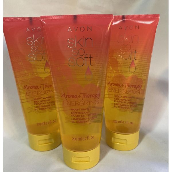 3 AVON Skin So Soft Aroma Therapy Energizing Body Wash Gel 6.7 fl oz/200 ml New