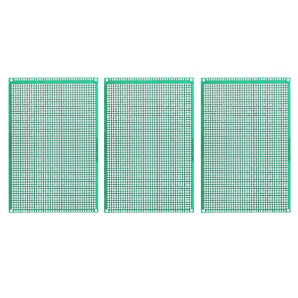 sourcing map PCB Board Double Sided Printed Circuit Prototyping Boards Plated Through Holes for DIY Soldering Electronic Projects, 100mmx150mm, Green Pack of 3