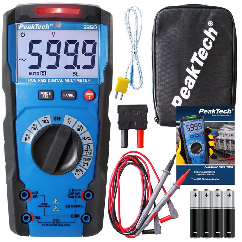 PeakTech P 3350 - True RMS Multimeter with Digital Display - Ammeter ...