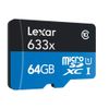 Lexar High-Performance 633x 64GB MicroSDHC UHS-I Memory Card + SD Adapter Bundle