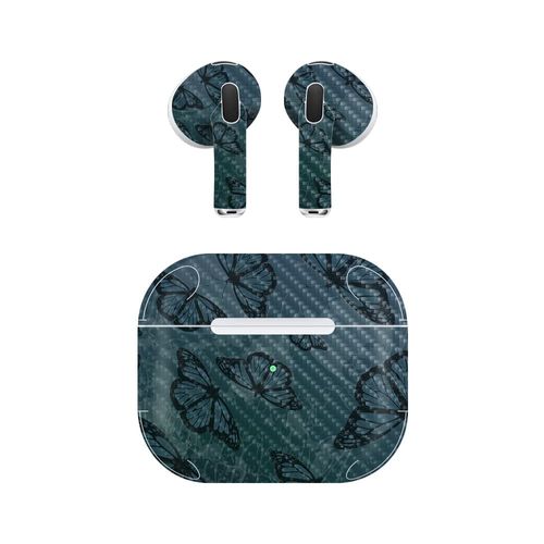 MightySkins Carbon Fiber Skin Compatible with Apple AirPods (3rd Generation) - Dark Butterfly | Protective, Durable Textured Carbon Fiber Finish | Easy to Apply and Change Styles | Made in The USA