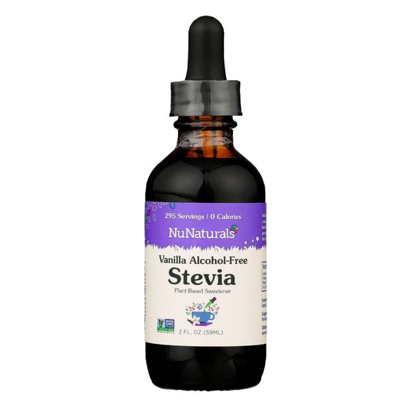 NuNaturals Liquid Stevia, Sugar-Free Sweetener, Plant-Based Sugar Substitute, Zero Calorie, Vanilla, Alcohol Free, 2 oz