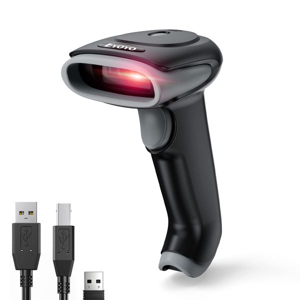 Eyoyo QR Barcode Reader, Barcode Scanner, Wireless Barcode Reader, Supports Both Wired and Wireless, USB 2.4 GHz Bluetooth Compatible, 1D 2D QR Barcode Reading, Handheld, High Speed Reading, Japanese