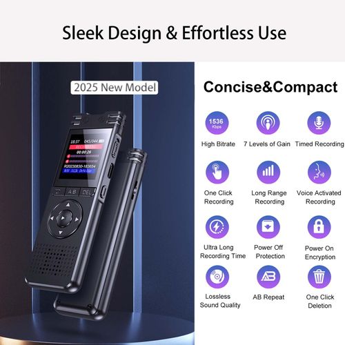 128GB Digital Voice Recorder with Playback Upgraded Voice Activated Recording with Premium Noise Reduction Dictaphone Device Perfect for Lectures Meetings Interviews